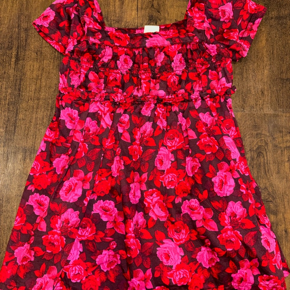 GAP Girls Red & Pink Floral Smocked Dress
